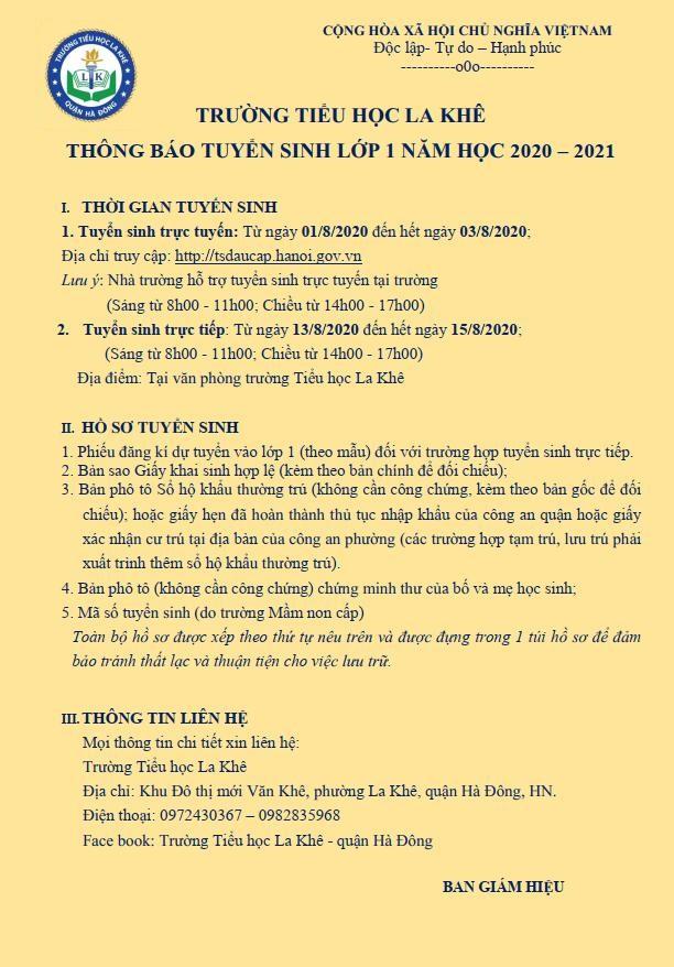 THÔNG BÁO TUYỂN SINH