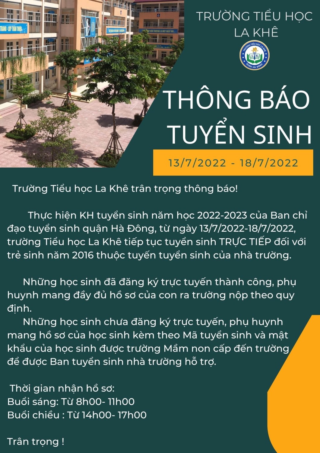 Kế hoạch tuyển sinh trực tiếp lớp 1 năm học 2022-2023.